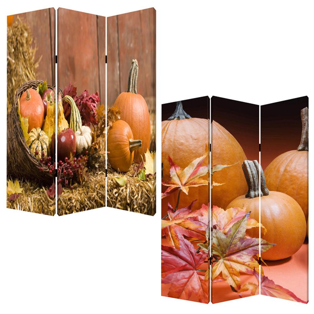 1" x 48" x 72" Multi Color Wood Canvas Harvest  Screen - 274860. Picture 3