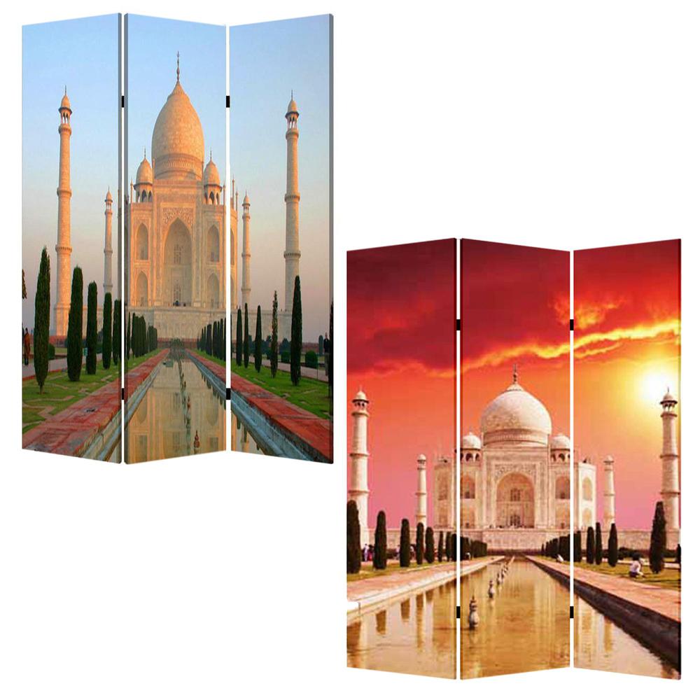 1" x 48" x 72" Multi Color Wood Canvas Taj Mahal  Screen - 274863. Picture 2