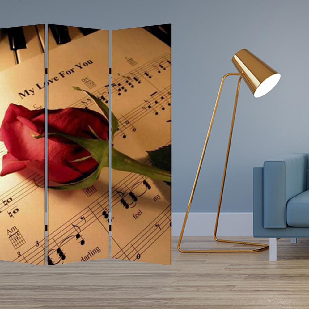 1" x 48" x 72" Multi Color Wood Canvas Music  Screen - 274867. Picture 2
