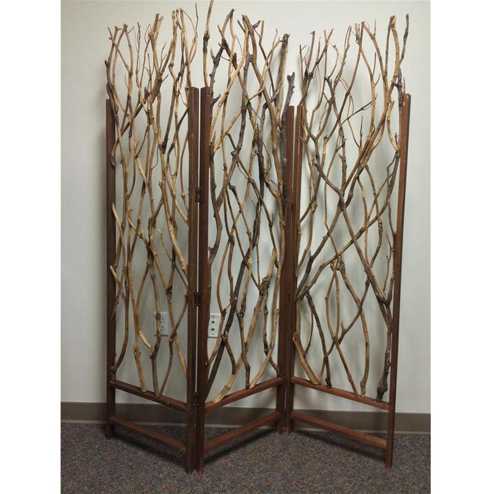 1" x 58" x 70" Brown Wood Tree  Screen - 274875. Picture 2