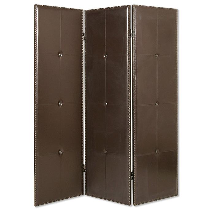 1" x 60" x 72" Brown Faux Leather  Screen - 274879. Picture 1