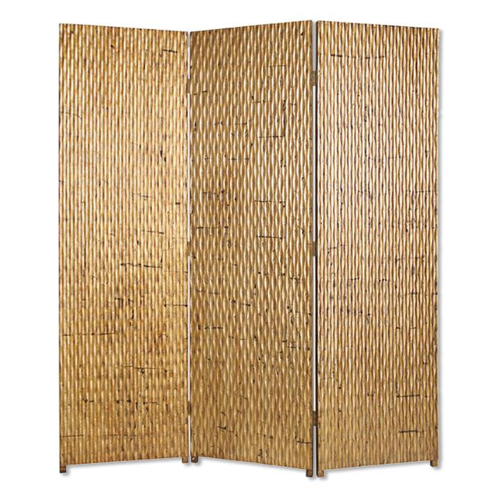 1" x 63" x 72" Gold Wood 3 Panel  Screen - 274902. Picture 1