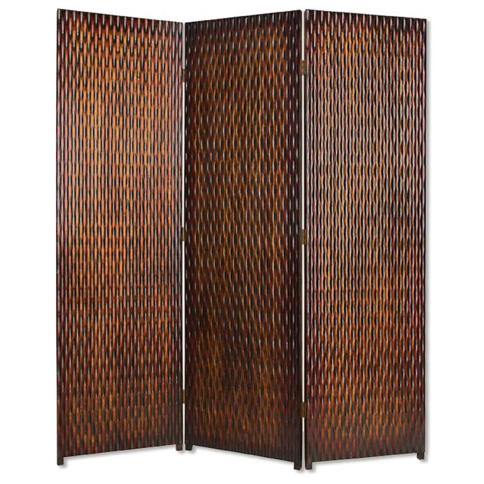 1" x 63" x 72"  - Brown Wood 3 Panel  Screen - 274904. Picture 1