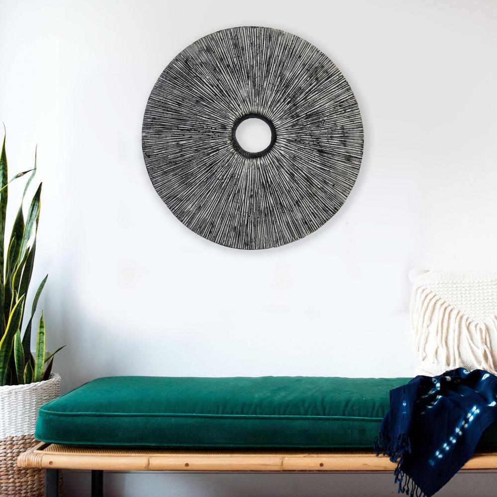 30" Contemporary Grey Round Rib Wall Art - 274913. Picture 3