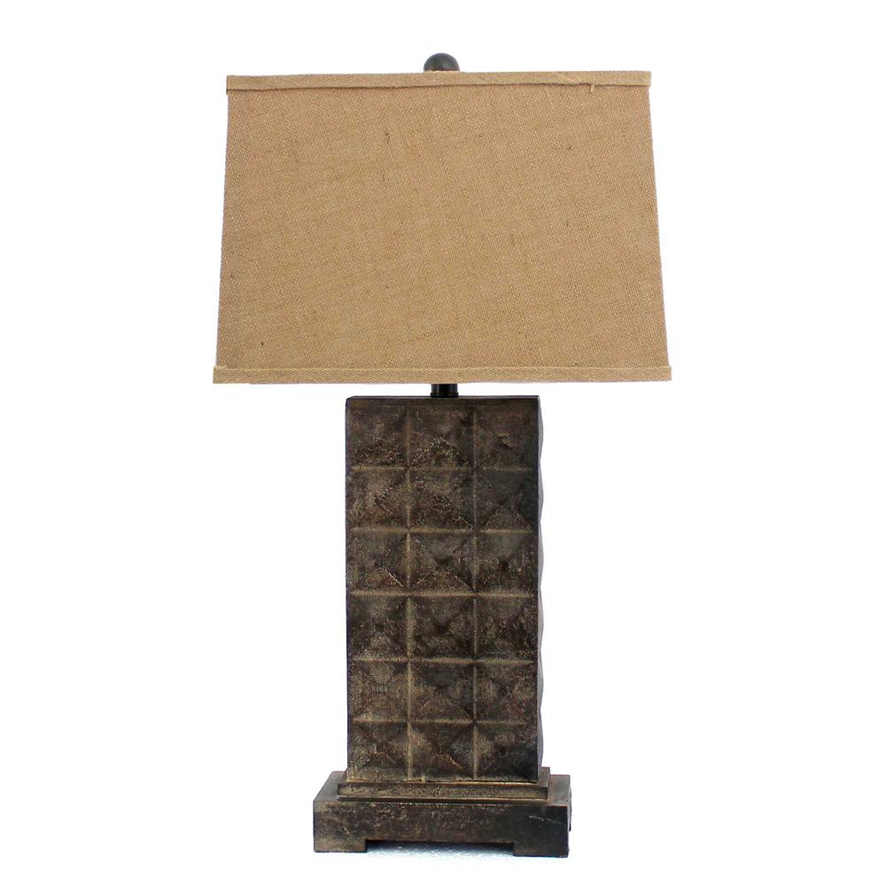 4.75" x 9.5" x 29.5" Brown, Vintage With Metal Pedestal - Table Lamp - 277066. Picture 1