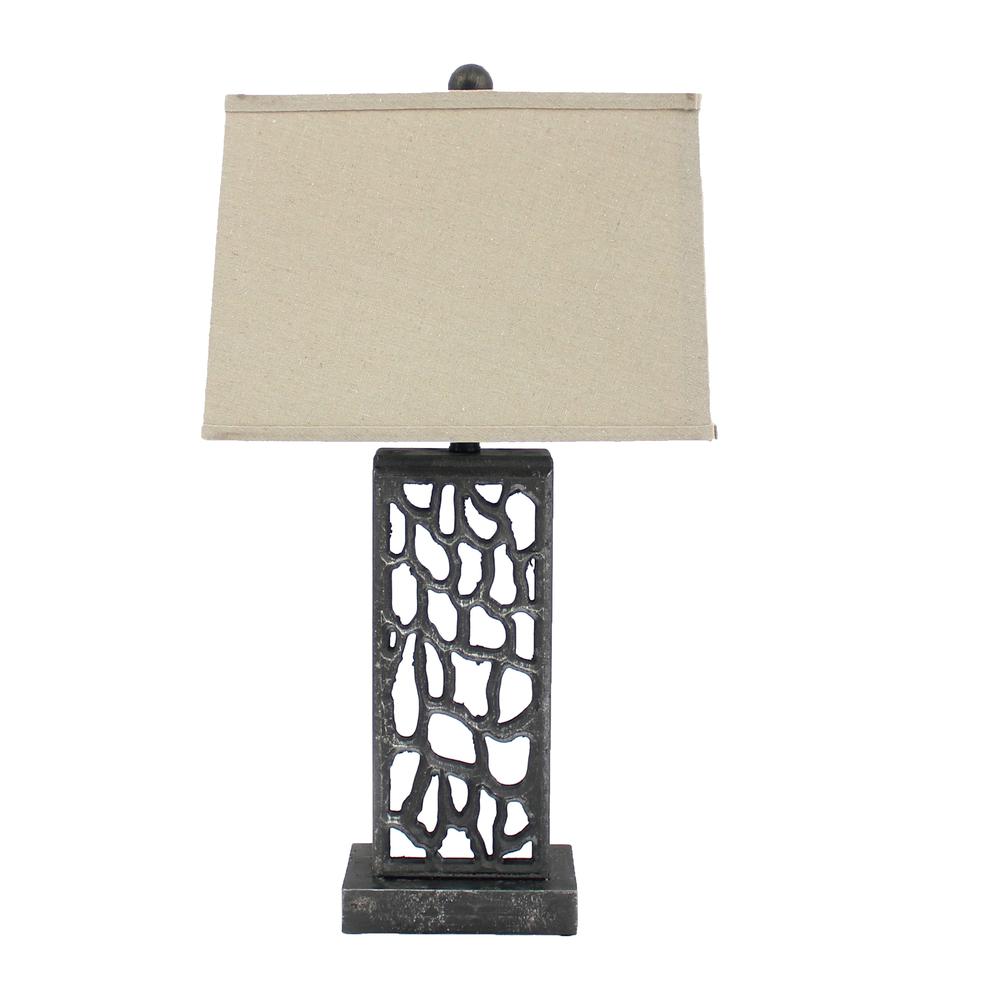 5" x 8" x 28.75" Silver, Metal With Multi Mini Grotto Pattern - Table Lamp - 277073. Picture 1