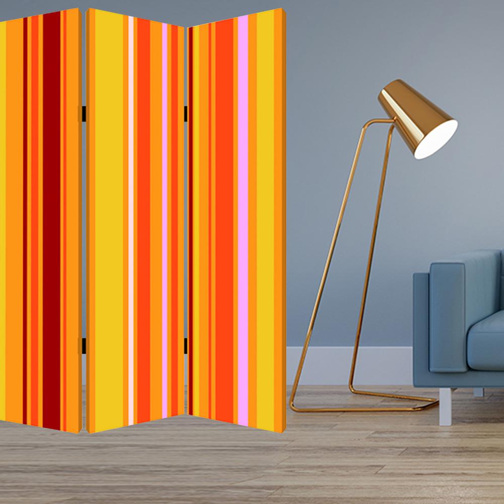 1" x 48" x 72" Multi Color Wood Canvas Deep Saffron  Screen - 277078. Picture 2