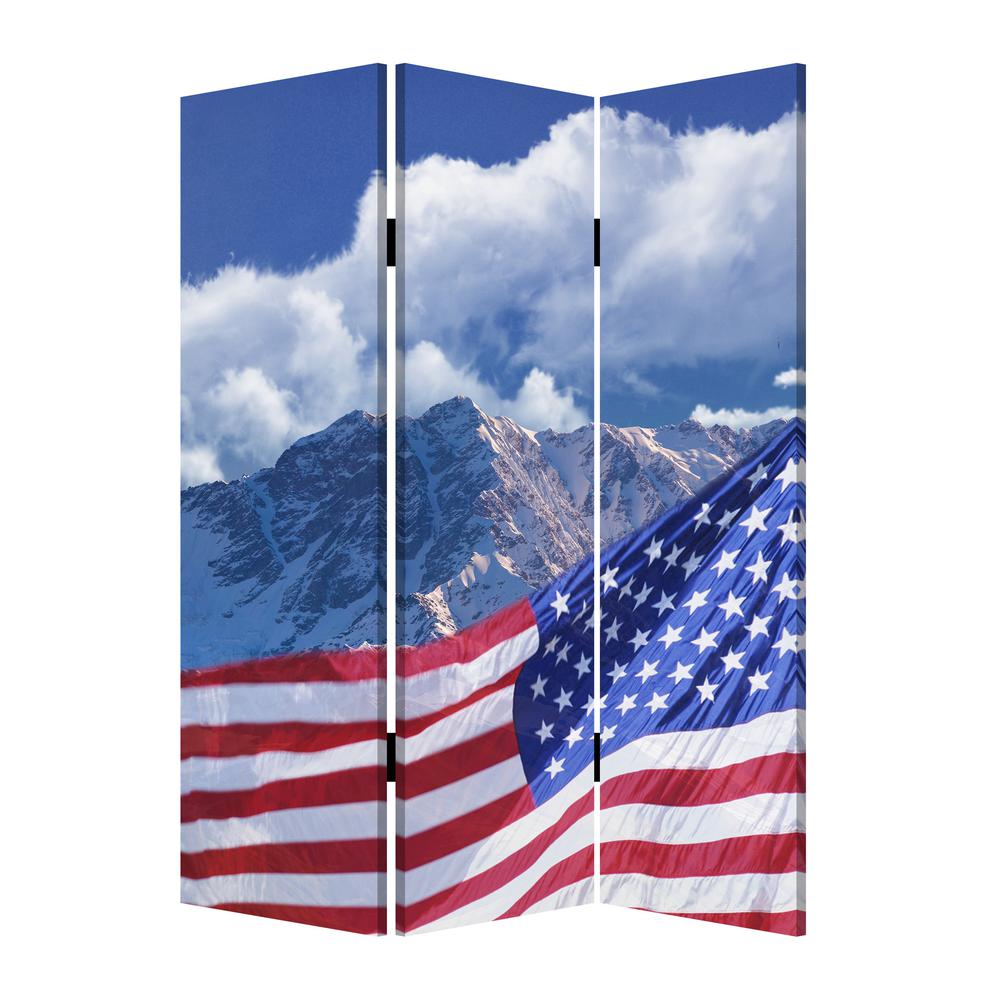 1" x 48" x 72" Multi Color Wood Canvas Model American Flag  Screen - 277089. Picture 1