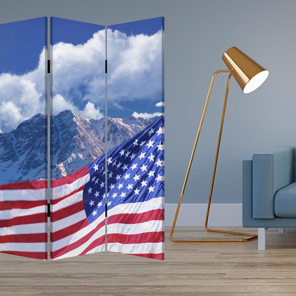 1" x 48" x 72" Multi Color Wood Canvas Model American Flag  Screen - 277089. Picture 2