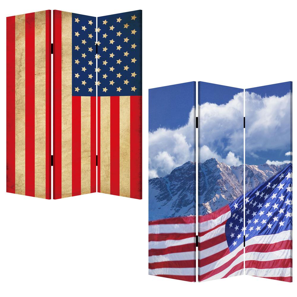 1" x 48" x 72" Multi Color Wood Canvas Model American Flag  Screen - 277089. Picture 3