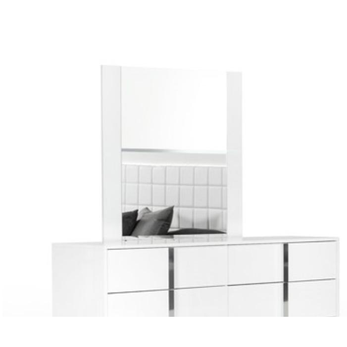 41" White MDF  Glass  and Veneer Mirror - 282682. Picture 1