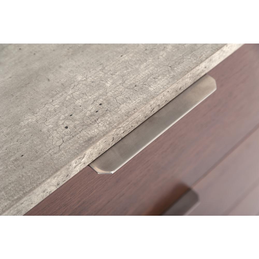 30" Dark Walnut Veneer  Steel  and Concrete Dresser with 6 Drawers - 282695. Picture 3