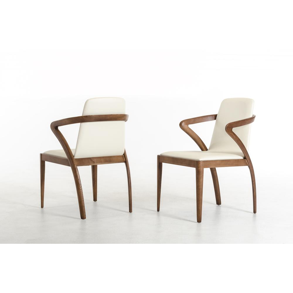 Mod Walnut Wood and Cream Faux Dining Chair - 282996. Picture 2