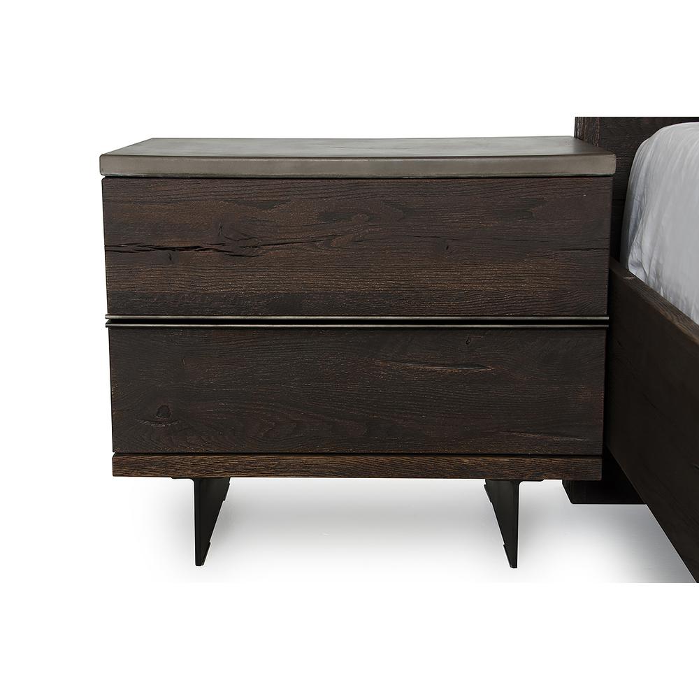 20" Dark Aged Oak Wood and Metal Nightstand - 283058. Picture 3