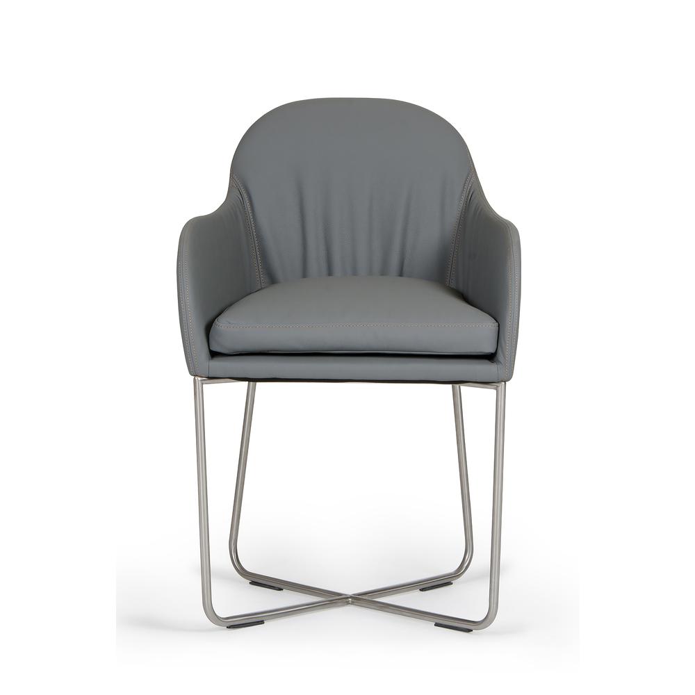 34" Grey Leatherette and Steel Dining Chair - 283063. Picture 2