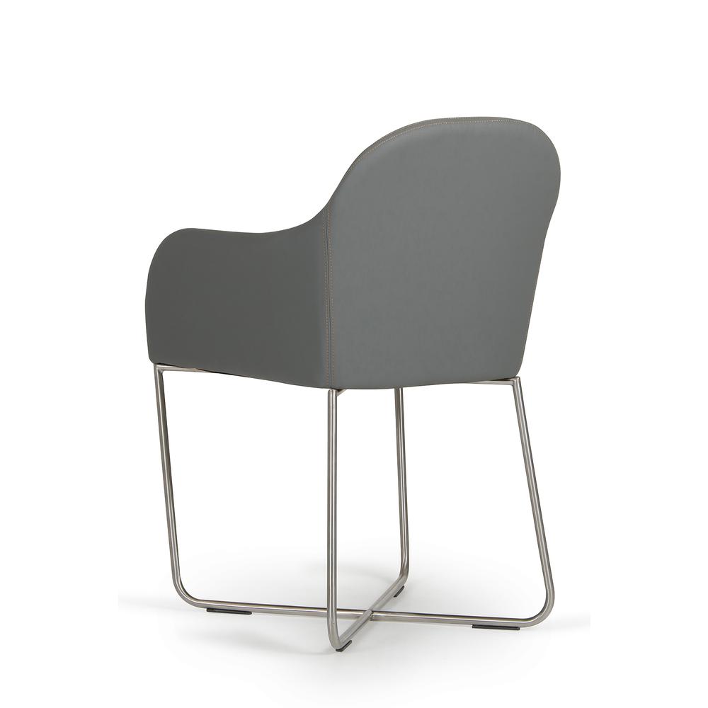 34" Grey Leatherette and Steel Dining Chair - 283063. Picture 5