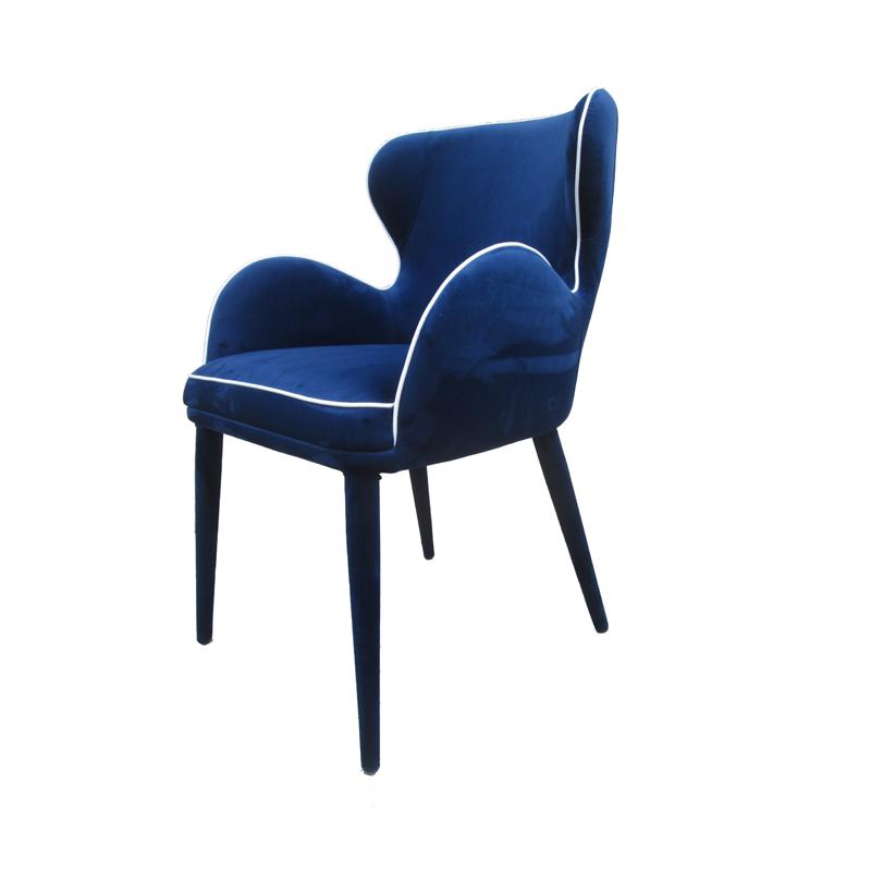 33" Blue Fabric and Metal Dining Chair - 283094. The main picture.