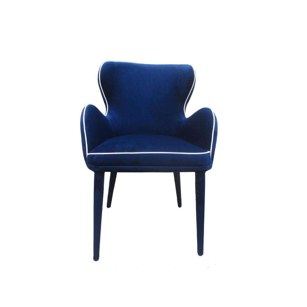 33" Blue Fabric and Metal Dining Chair - 283094. Picture 2