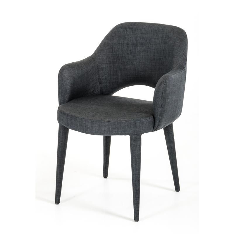 34" Dark Grey Fabric and Metal Dining Chair - 283128. Picture 1