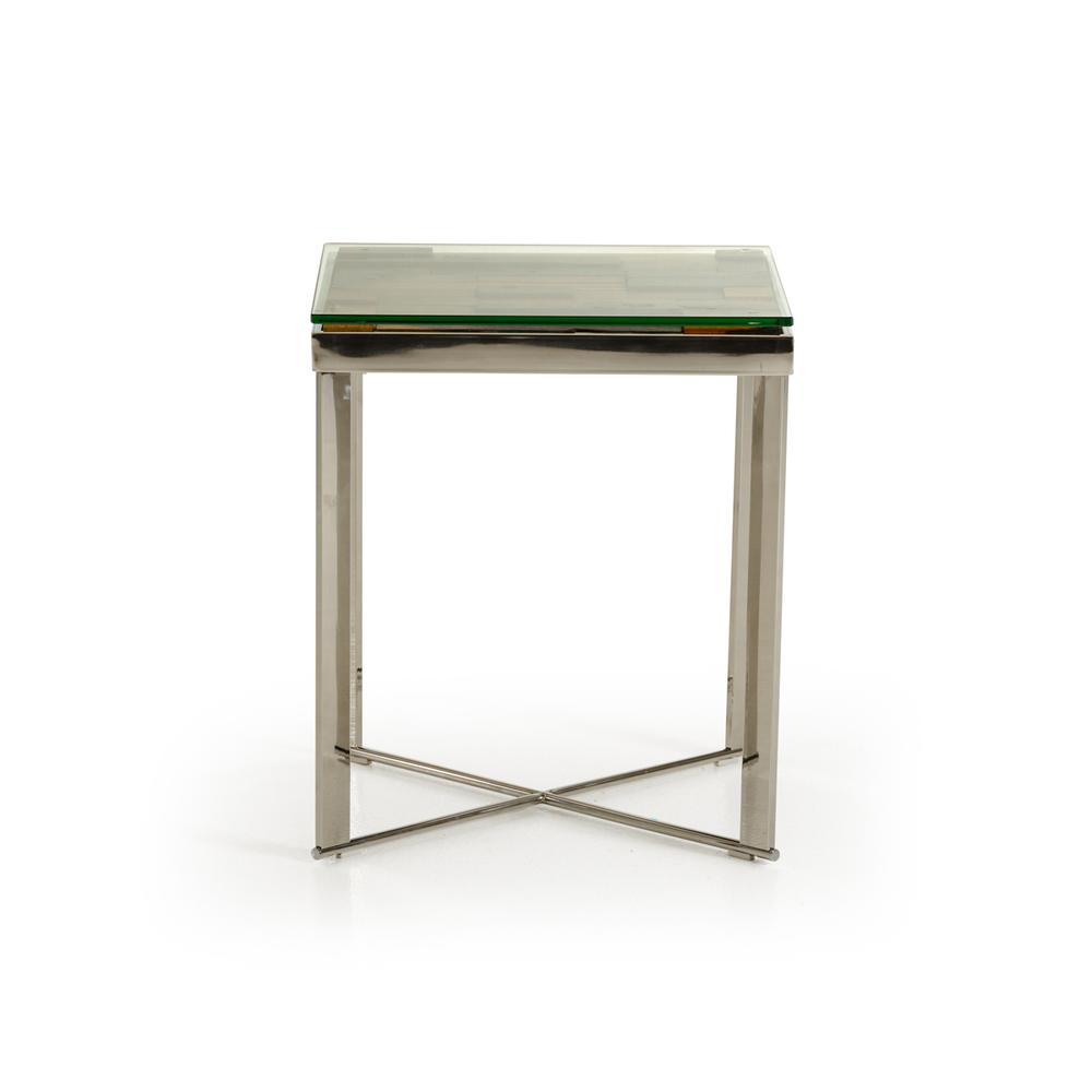 22" Mosaic Wood  Steel  and Glass End Table. Picture 2