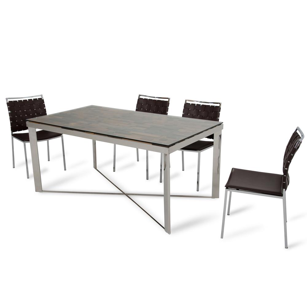 30" Wood  Steel  and Glass Dining Table - 283191. Picture 1