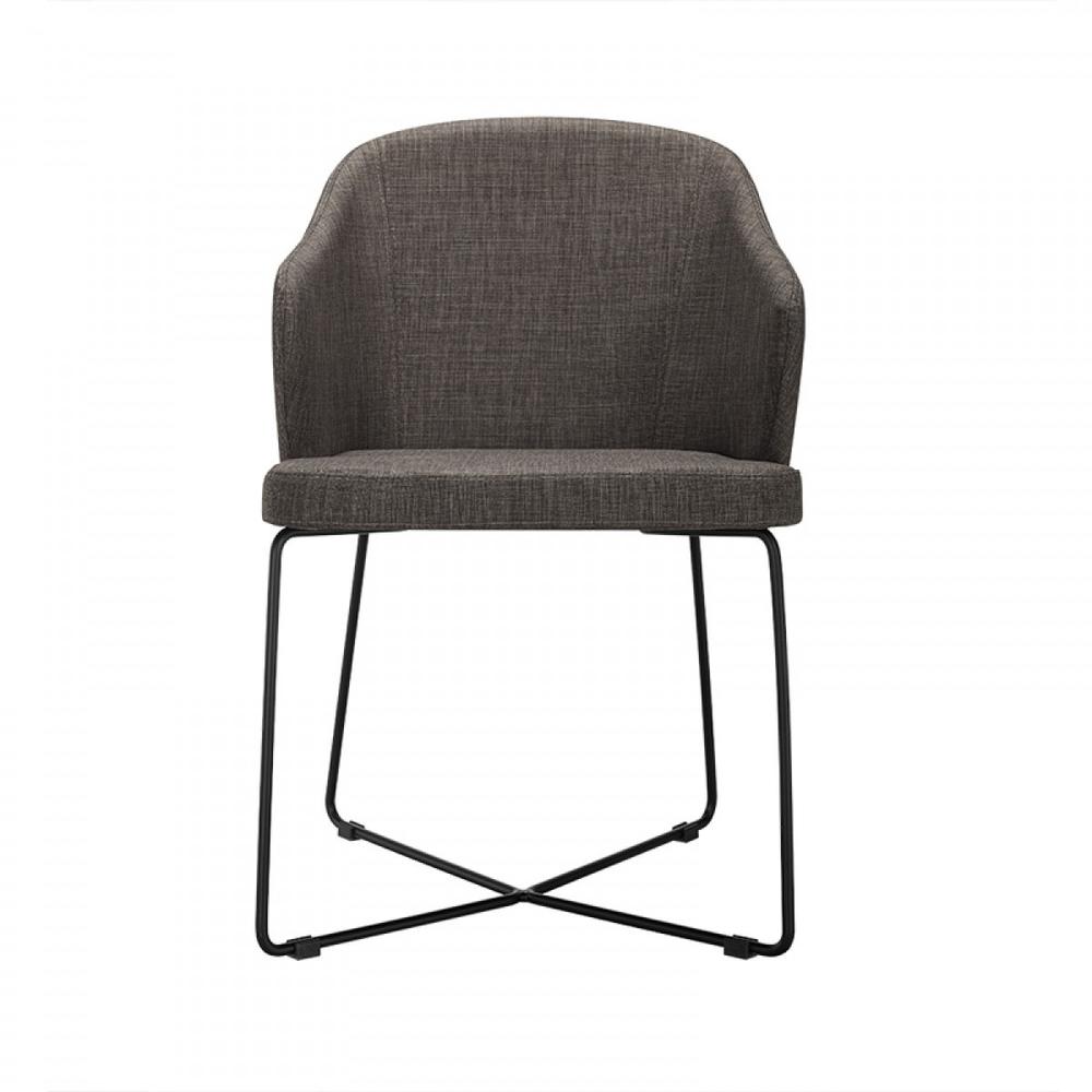 Set of 2 Modern Grey Fabric Black Coated Metal Dining Chairs - 283212. Picture 2