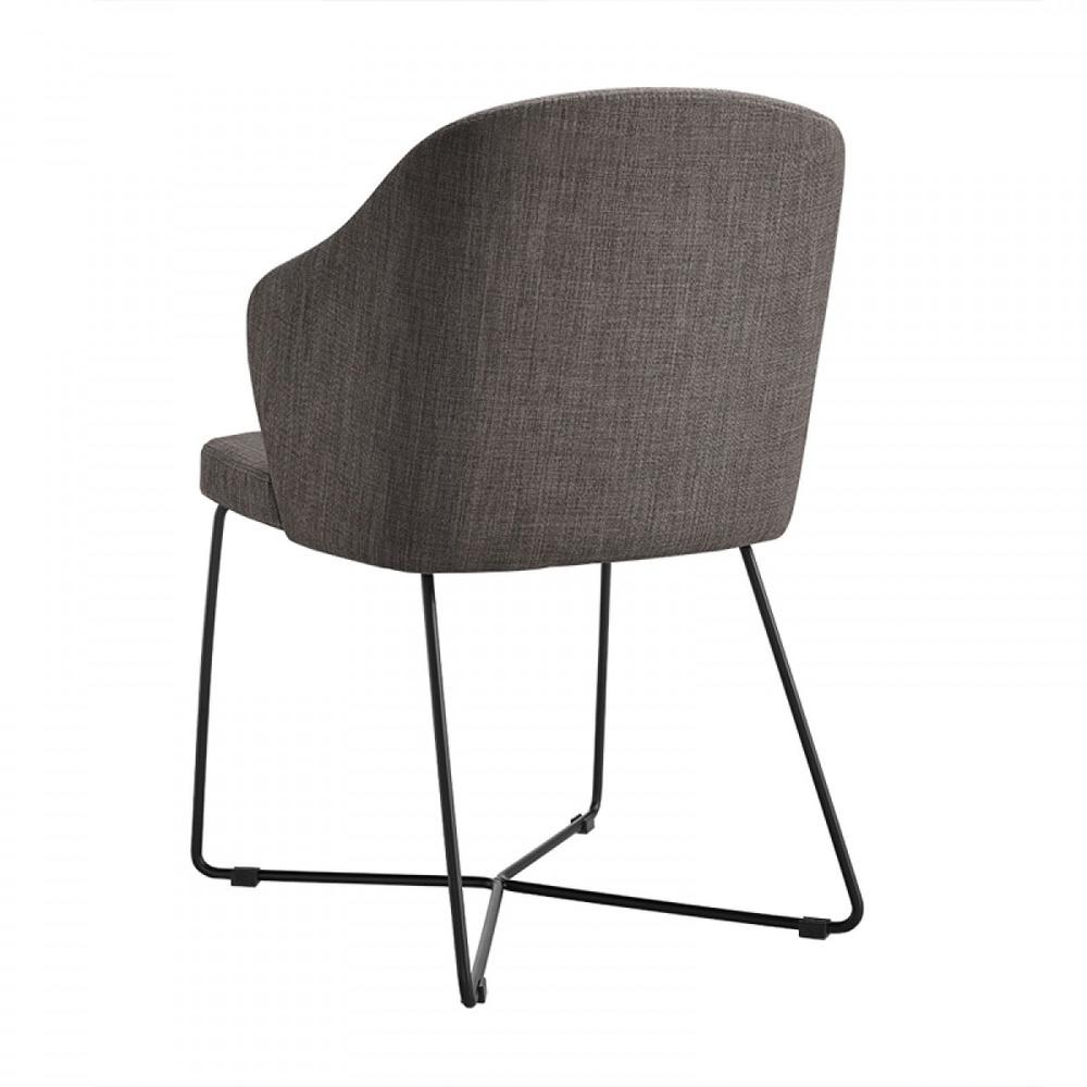 Set of 2 Modern Grey Fabric Black Coated Metal Dining Chairs - 283212. Picture 3
