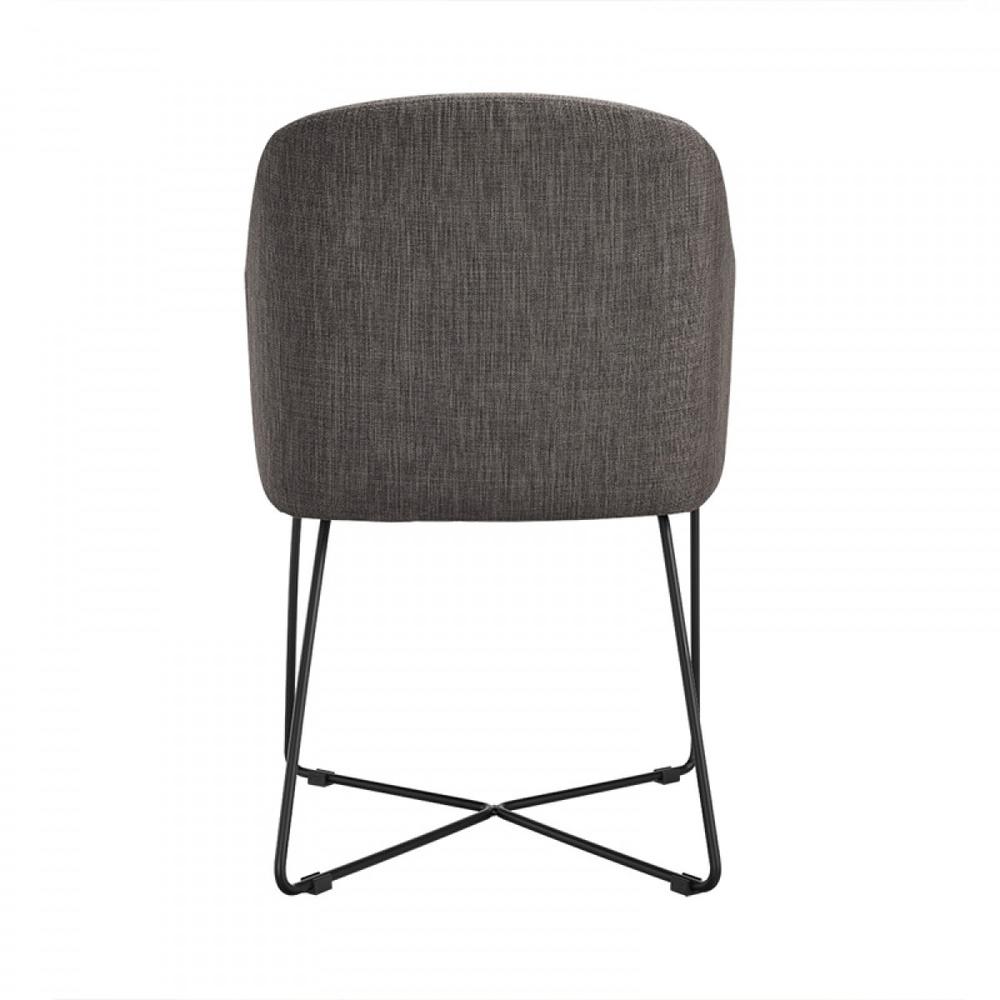 Set of 2 Modern Grey Fabric Black Coated Metal Dining Chairs - 283212. Picture 4