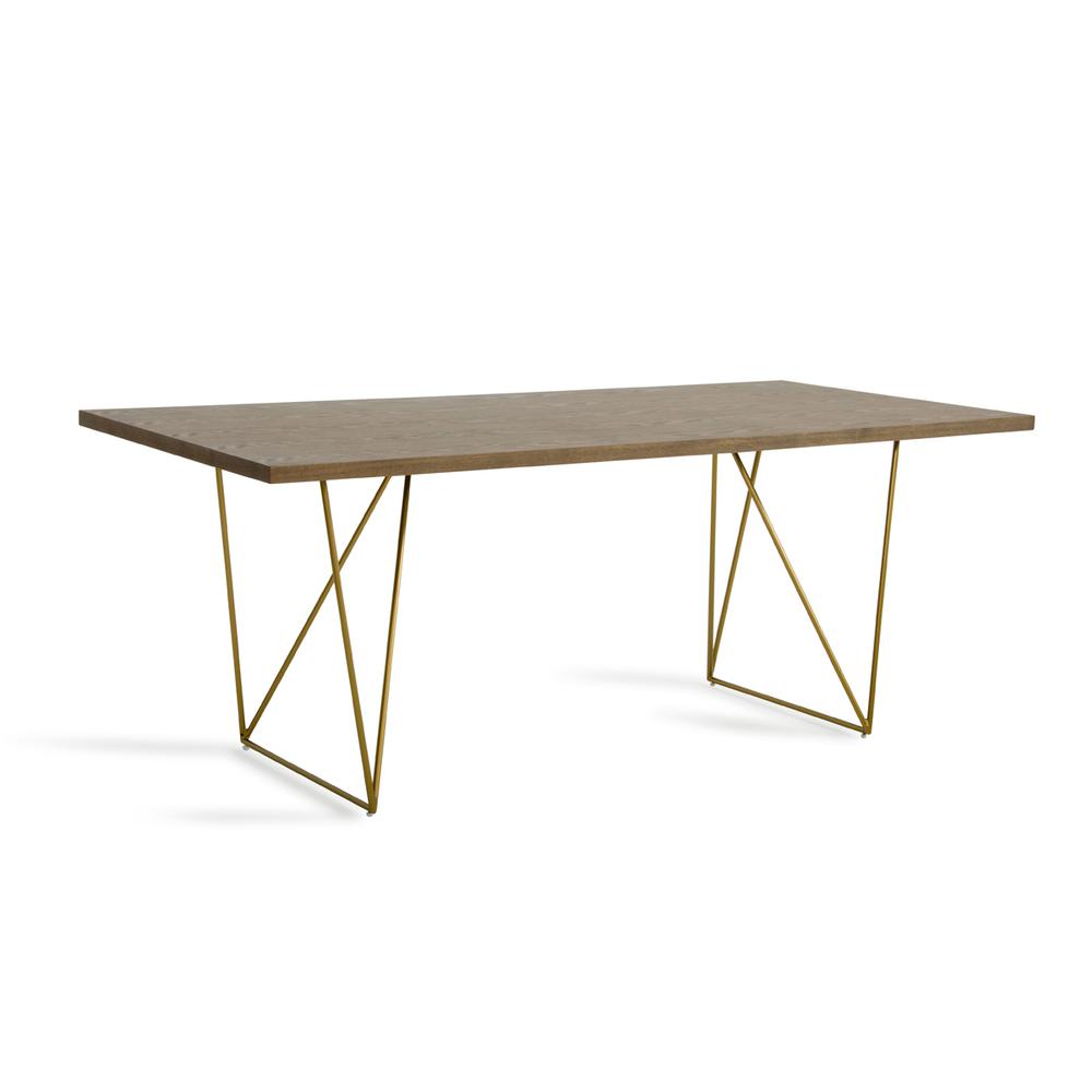 30" Tobacco Veneer  MDF  and Antique Brass Dining Table - 283333. Picture 2