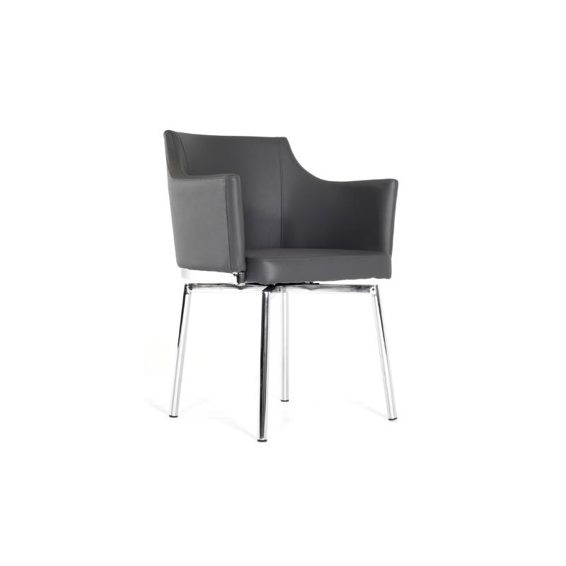 32" Grey Leatherette and Steel Dining Chair - 283462. Picture 1