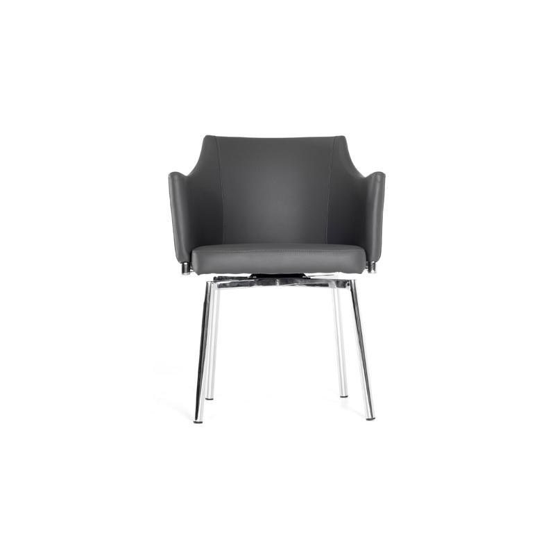 32" Grey Leatherette and Steel Dining Chair - 283462. Picture 2
