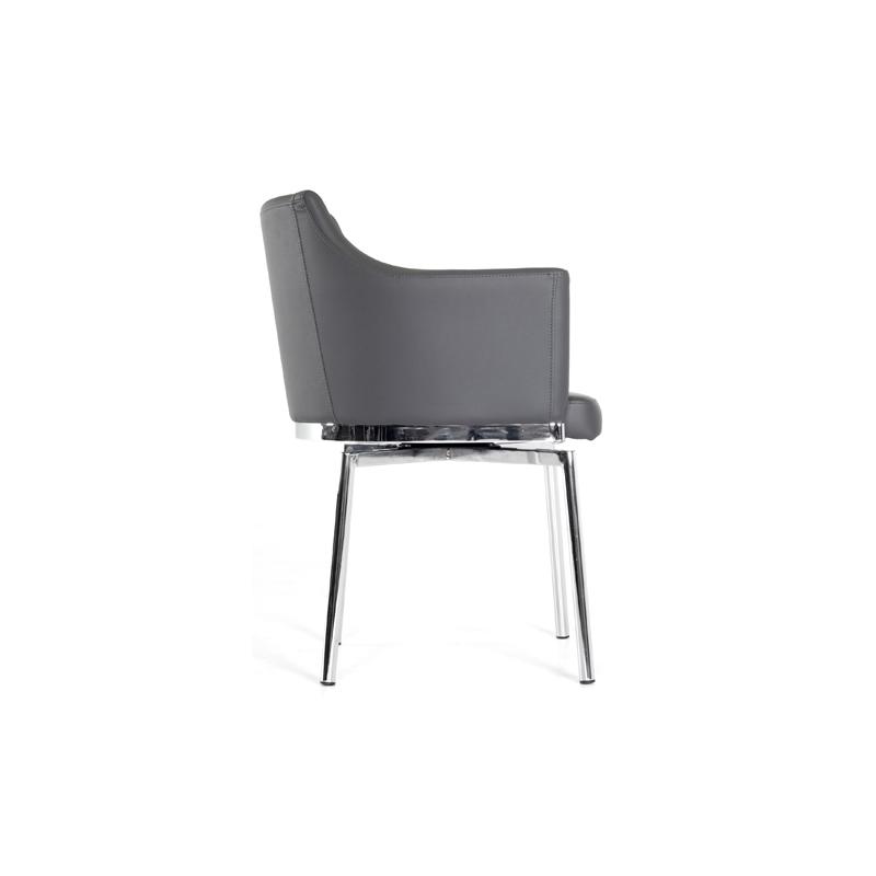 32" Grey Leatherette and Steel Dining Chair - 283462. Picture 3