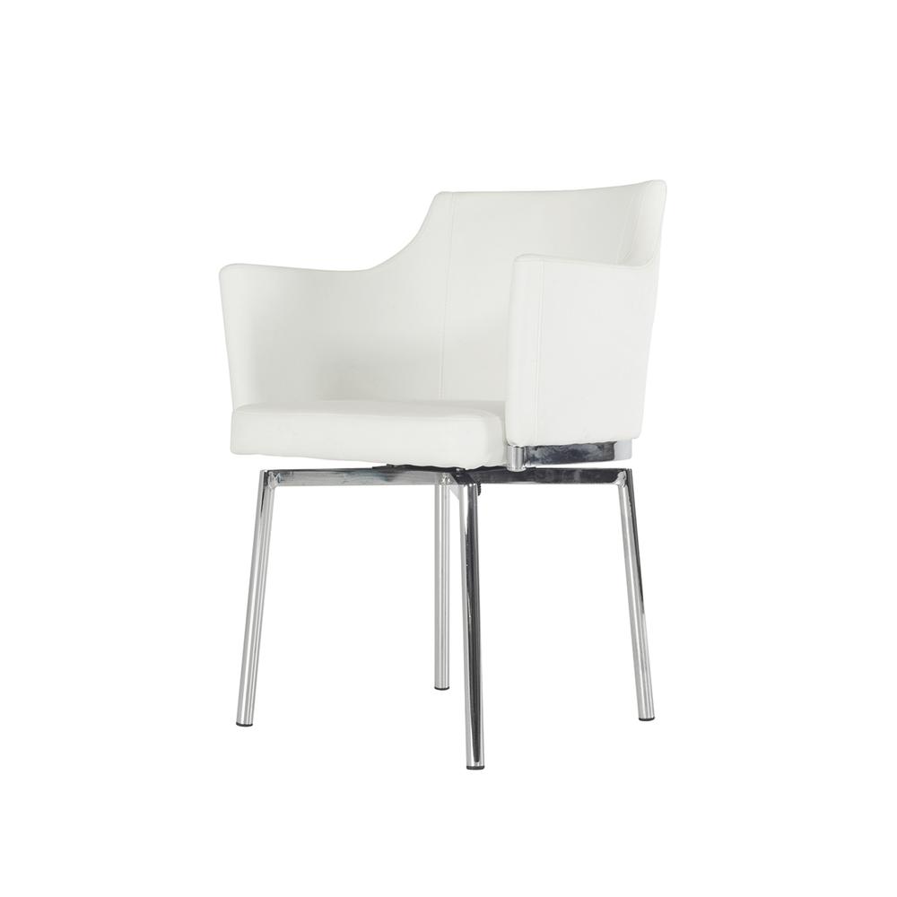32" White Leatherette and Steel Dining Chair - 283464. Picture 1