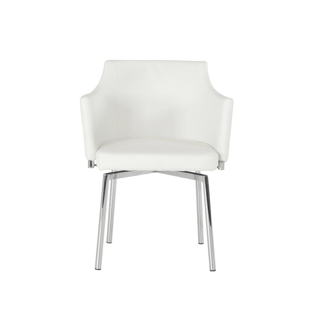 32" White Leatherette and Steel Dining Chair - 283464. Picture 2