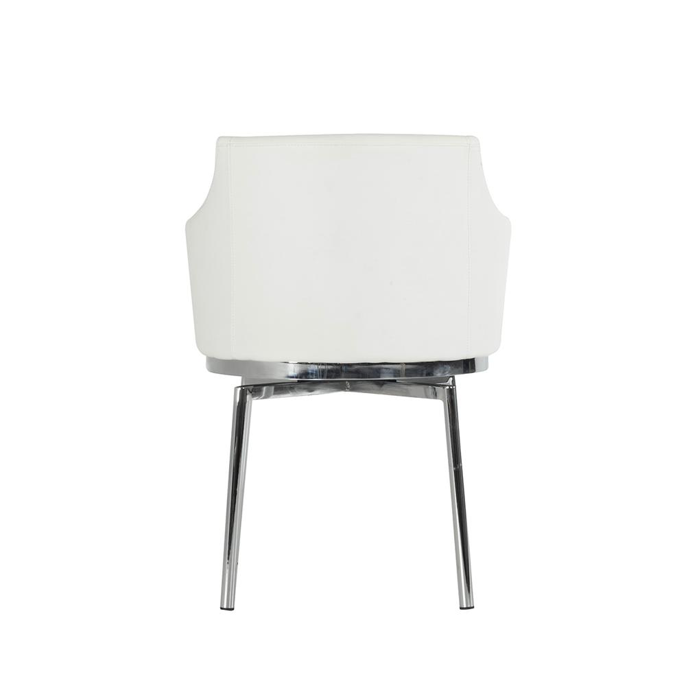 32" White Leatherette and Steel Dining Chair - 283464. Picture 4