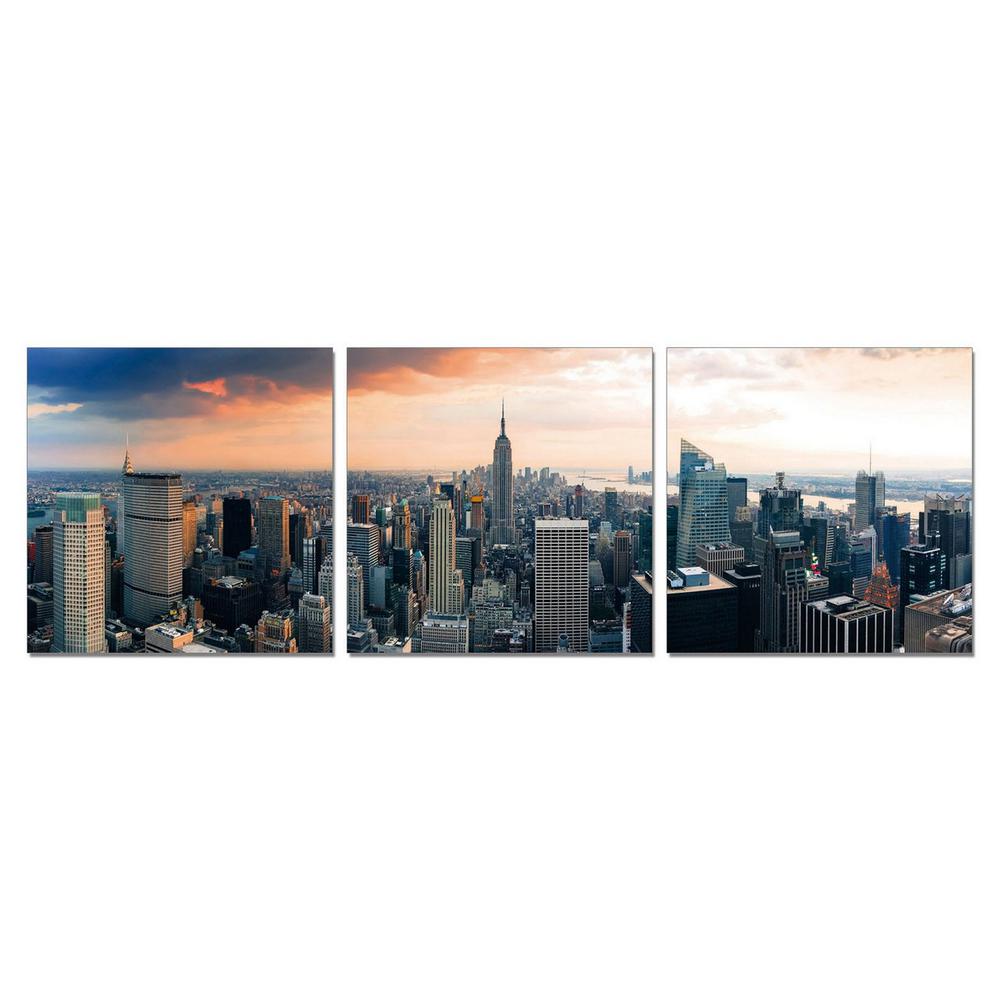 24" Multicolor Canvas 3 Horizontal Panels NYC Photo - 283994. The main picture.