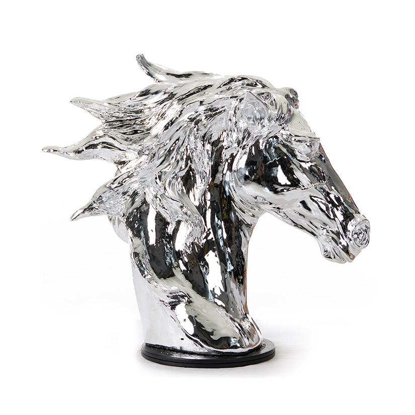 Modern Silver Horse Head Sculpture - 284045. Picture 4