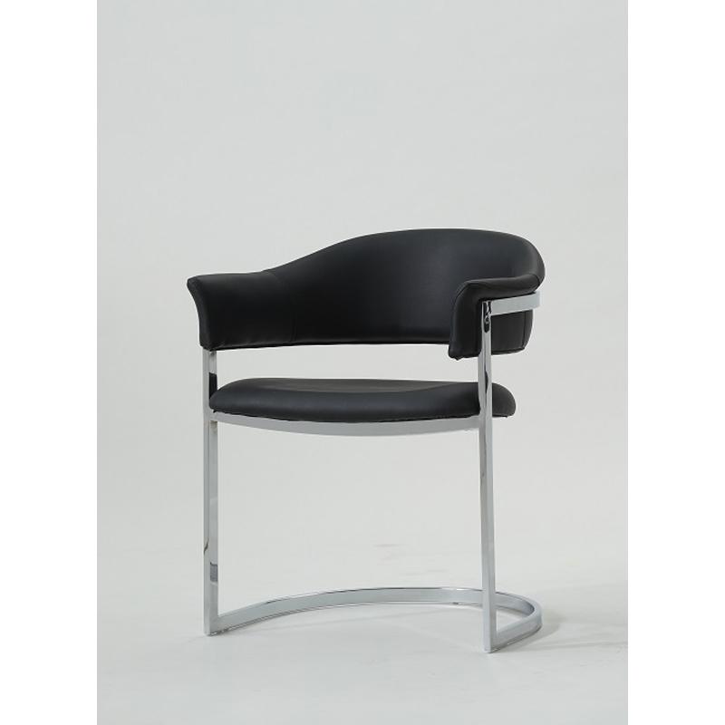 30" Black Leatherette and Stainless Steel Dining Chair - 284242. The main picture.