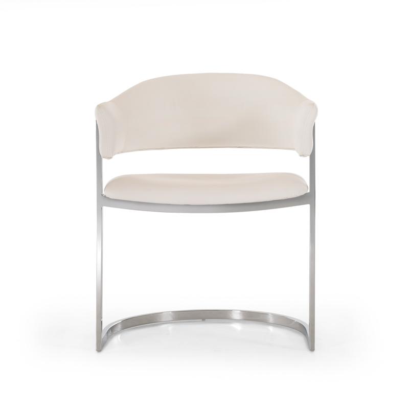 30" White Leatherette and Stainless Steel Dining Chair - 284244. Picture 2