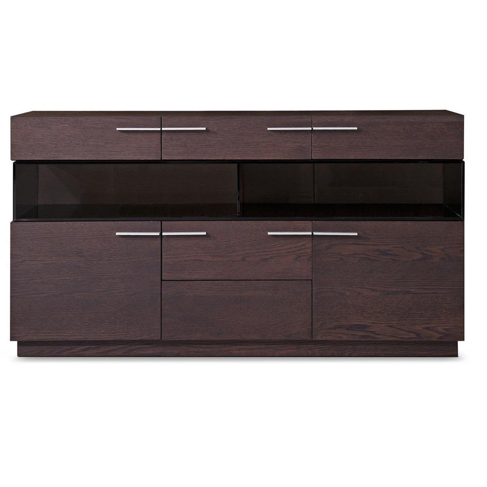 32" Brown Veneer and Glass Buffet - 284410. Picture 2