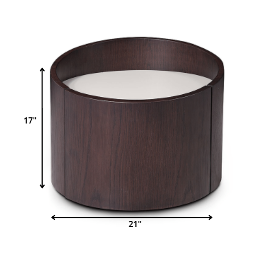 21" Round Modern Brown Oak Finish End Table. Picture 2