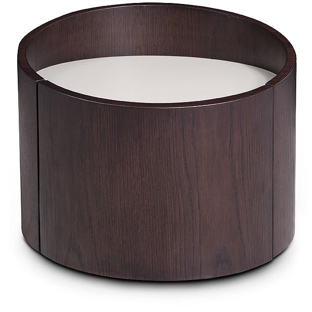 21" Round Modern Brown Oak Finish End Table. Picture 3