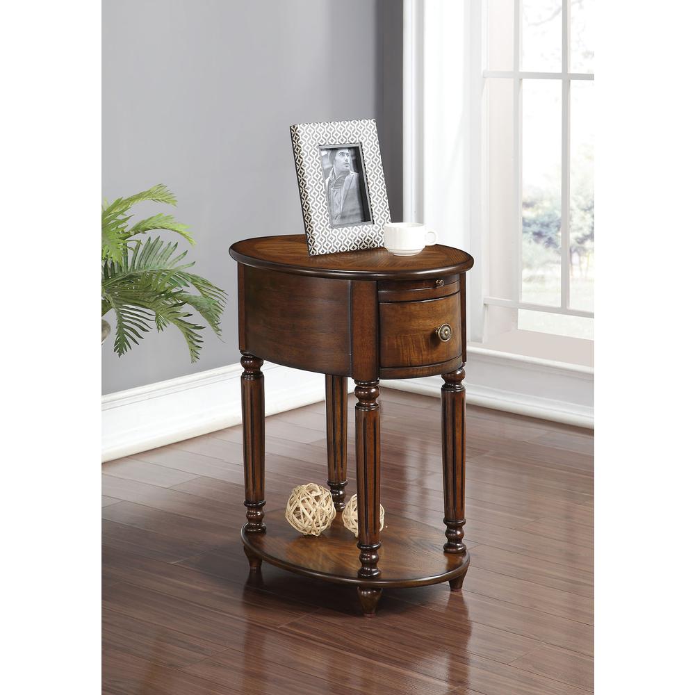 Dark Oak Finish Oval Side or End Table. Picture 1