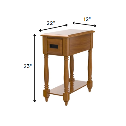 Rectangular Light Oak Finish Wood Side Table. Picture 2