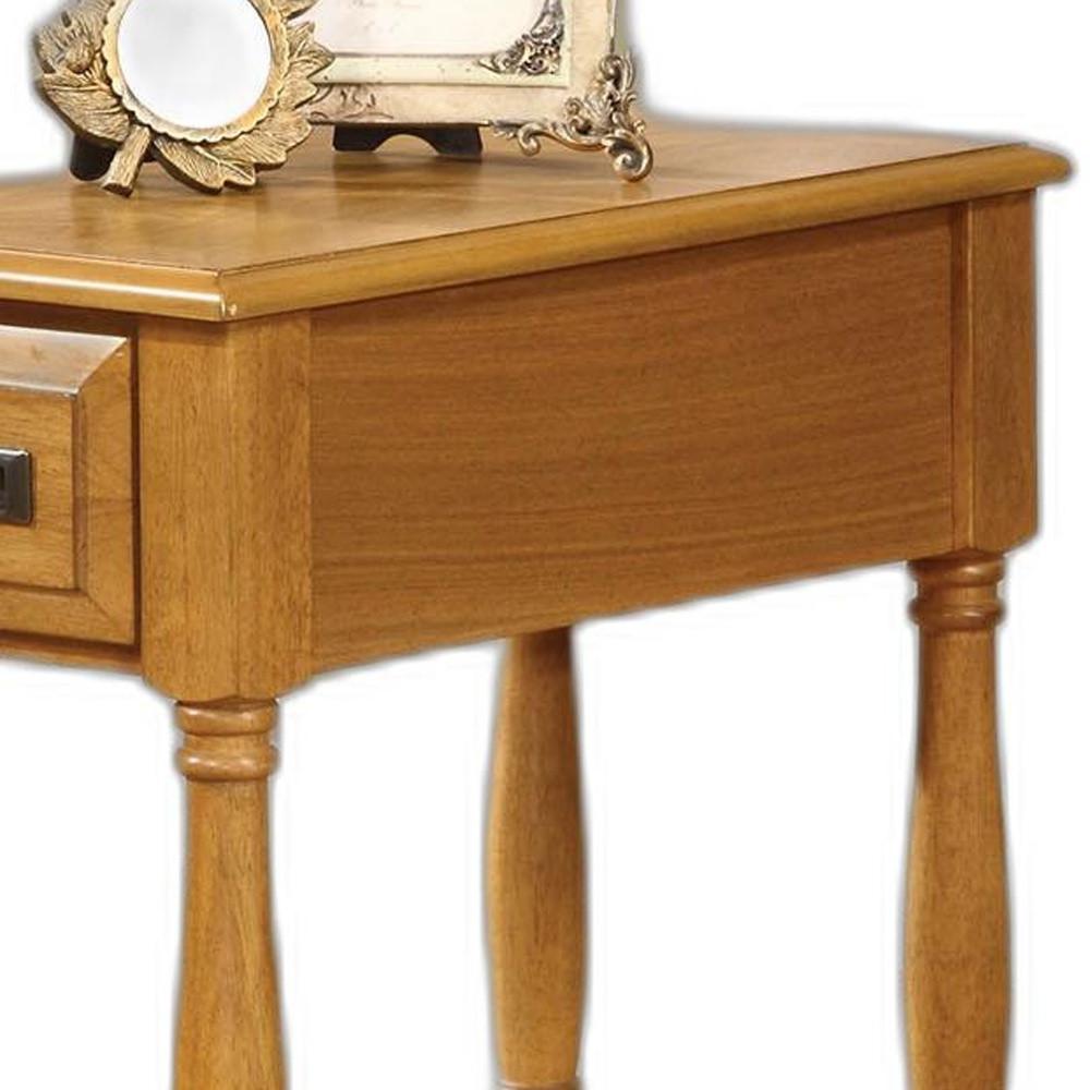 Rectangular Light Oak Finish Wood Side Table. Picture 6