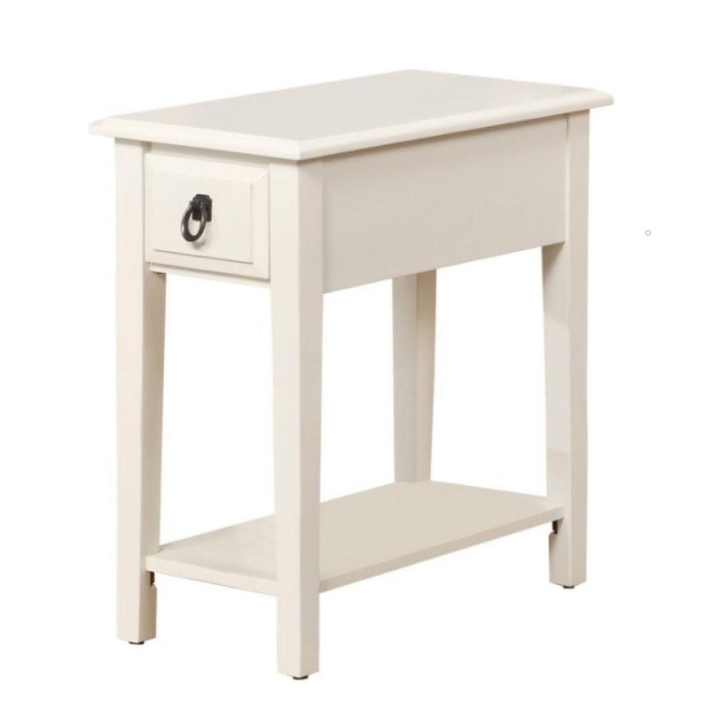 Cottage White Wooden Magazine Rack Side Table. Picture 1