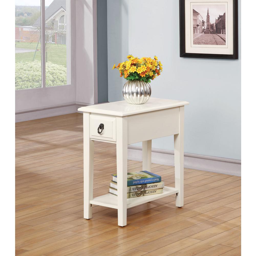 Cottage White Wooden Magazine Rack Side Table. Picture 2