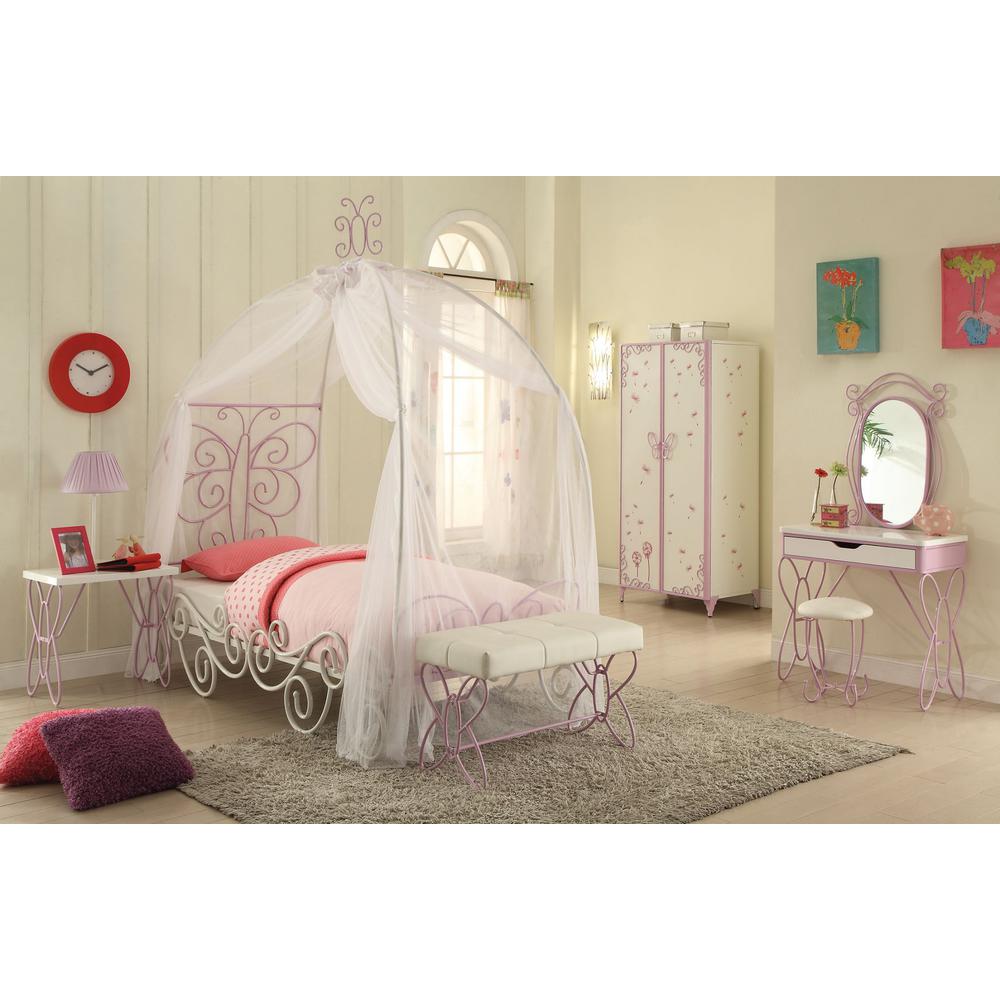 85" X 56" X 88" Full White And Light Purple Metal Tube Bed With Canopy - 285577. Picture 2