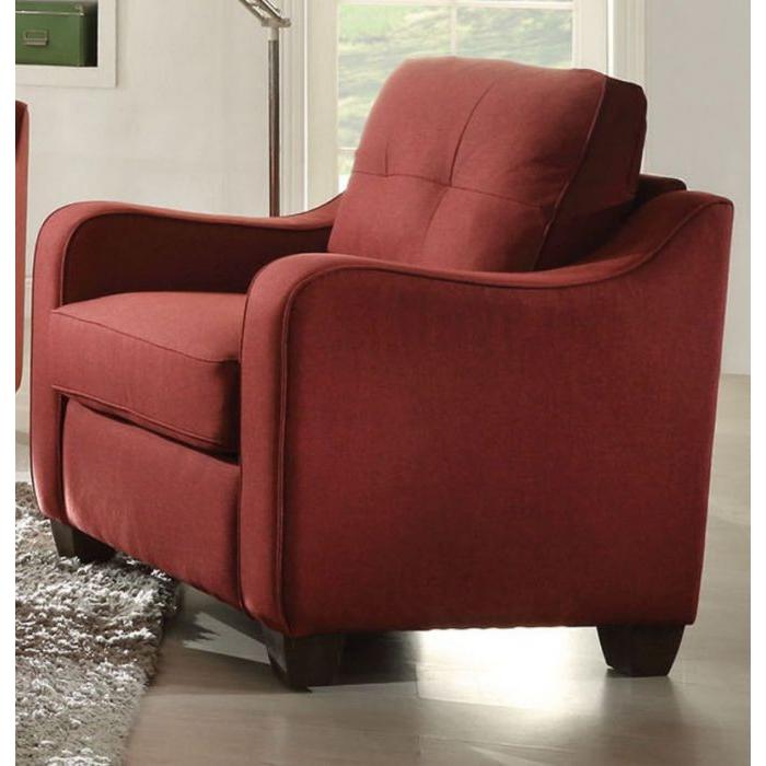 34" X 31" X 35" Red Linen Chair - 285666. Picture 2