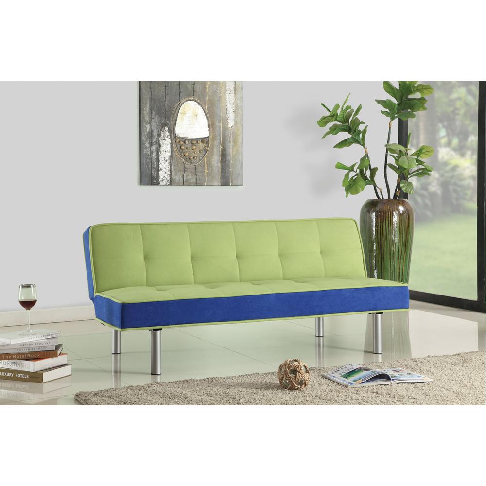 66" X 18" X 29" Green And Blue Flannel Adjustable Couch - 285674. The main picture.